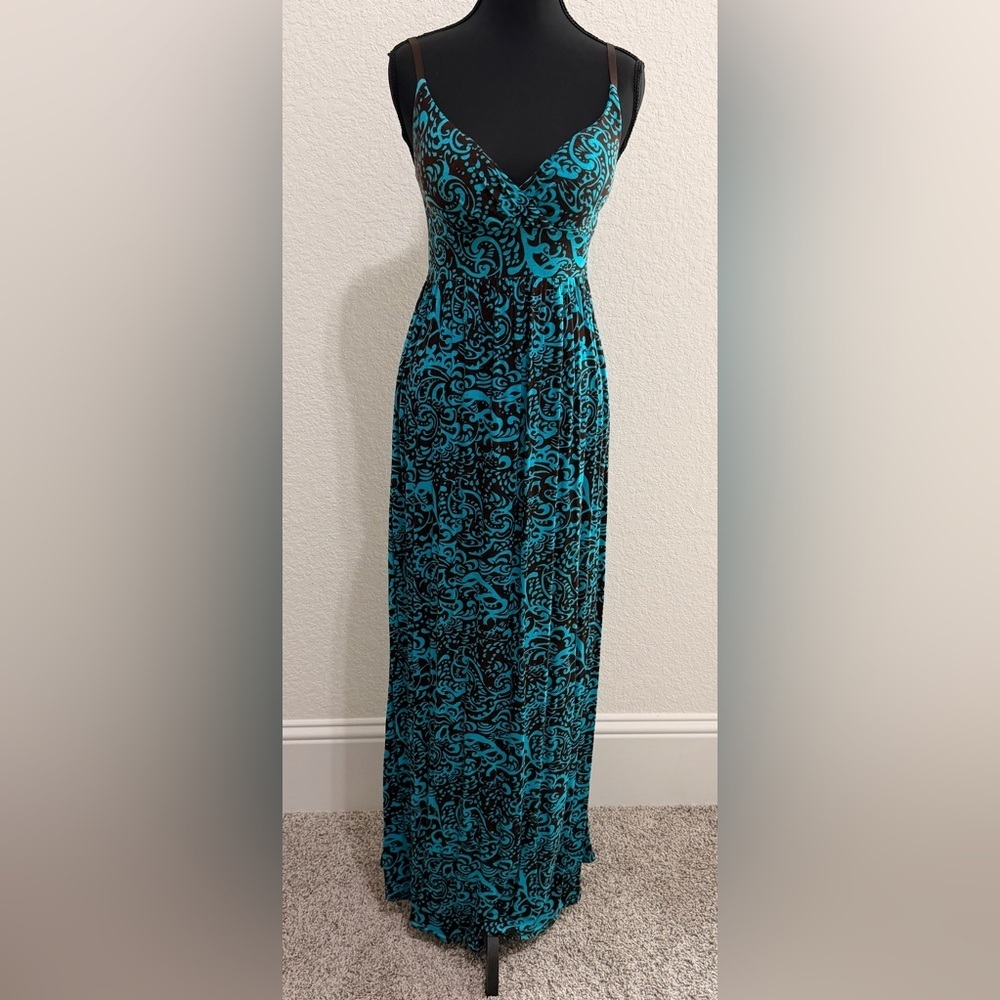 Derek Heart Black & Teal Maxi Skirt | Adjustable Straps Lace-Up Silhouette